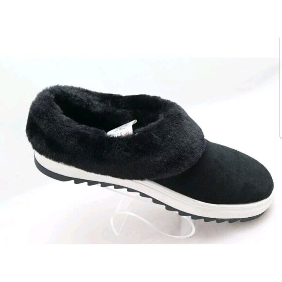 Blondo Suri Comfy Black Suede Fur-lined Waterproof Slip-on Platform Clog Shoe - Picture 1 of 12